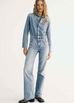 Жіночий джинсовий комбінезон zara, блакитний, розмір s