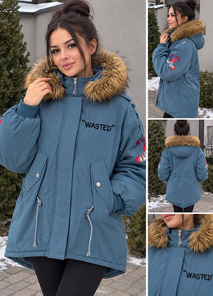 Зимняя курточка-парка женская с мехом 🧥❄️оверзайз