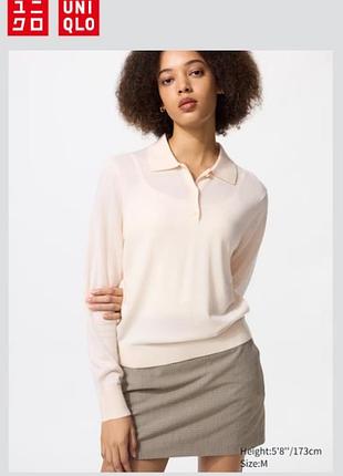 Джемпер-поло из 100% мериносовой шерсти uniqlo