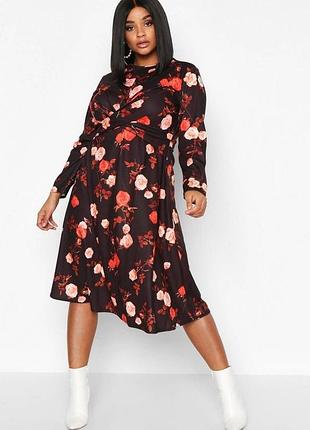 Сукня міді в квітковий принт boohoo plus size (розмір xl/xxl)