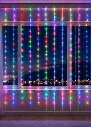 Гірлянда світлодіодна від мережі штора 19654 3х2 м 360 led мультиколор