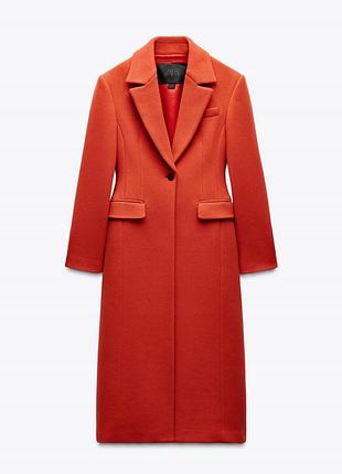Жіноче пальто zara помаранчеве шерстяне