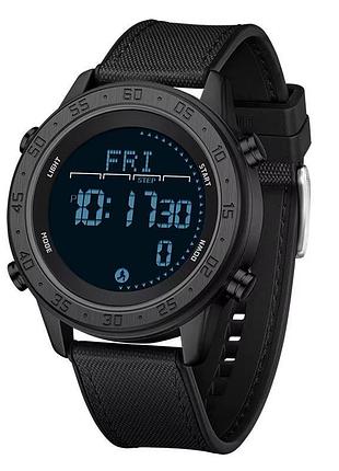 Мужские тактические часы sanda 2218 silicone all black с электронным циферблатом и подсветкой