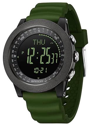 Мужские тактические часы sanda 6369 silicone army green с водонепроницаемостью 5 atm