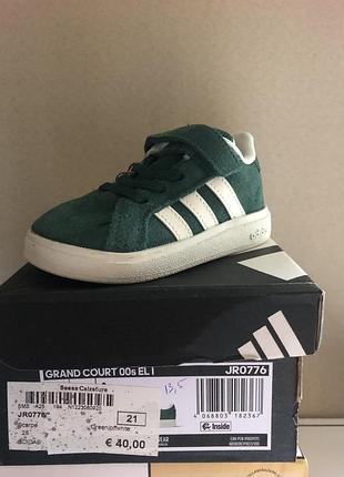 Кросівки для хлопчиків adidas grand court 00s el i зелені, розмір 21, довжина устілки 13,5 см