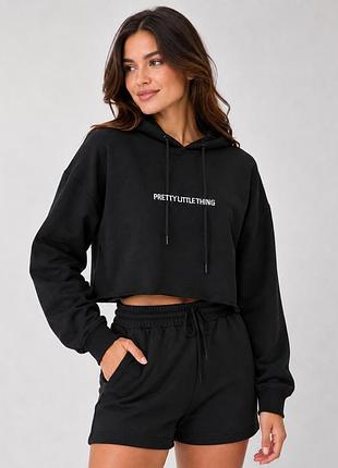 Pretty little thing женская укороченная худи m черная (12345744-11)