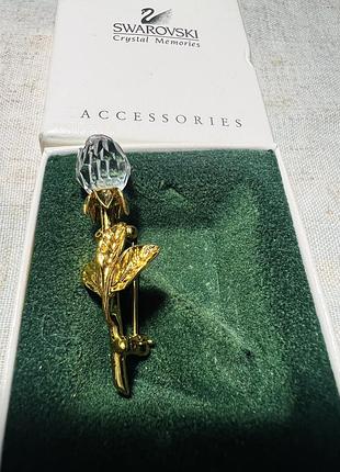 Брошка для жінок swarovski crystal memories у вигляді троянди з кришталю, позолота