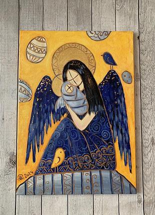 Картина янголи на полотні, акрил, 50x70 см
