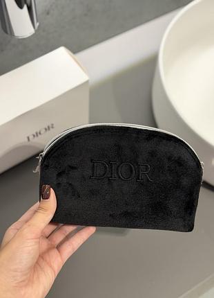 Косметичка жіноча christian dior чорна оксамитова
