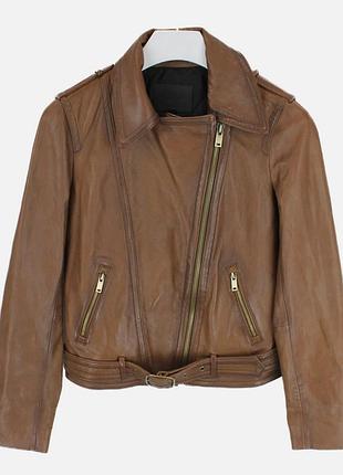 Жіноча шкіряна куртка massimo dutti, карамельна, розмір s