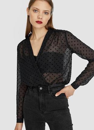 Жіноче боді stradivarius чорне в горох