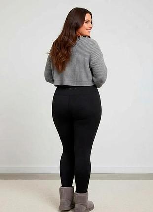 Лосины женские plus size утепленные спортивные из черного эластана с эффектом утяжки