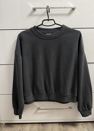 Світшот жіночий h&m вкорочений oversize темно-сірий утеплений