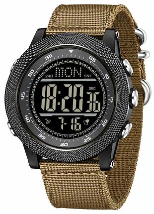 Чоловічий спортивний годинник sanda 6391 nylon brown з електронним циферблатом та захистом 5 atm