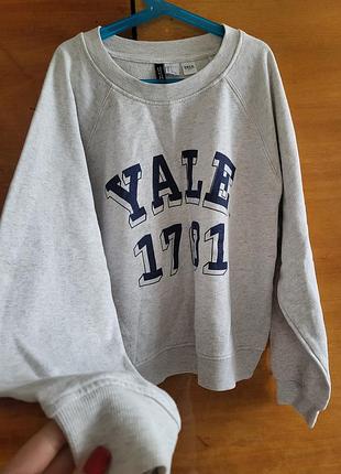 Світшот підлітковий divided by h&m сірий з написом yale 1701, розмір 164 см (s)