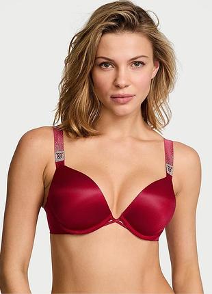 Червоний бюстгальтер victoria’s secret very sexy push-up зі стразами розмір 32dd 70e