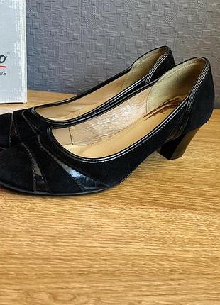 Marco shoes — чорні замшеві туфлі на підборах, натуральна шкіра, 38, 24см