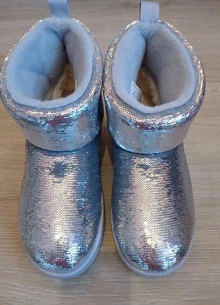 Уггі жіночі ugg сріблясті в паєтках
