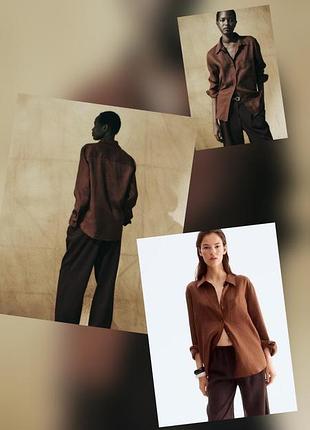 Преміальна лляна сорочка оверсайз h&m premium selection (100% linen), розмір s