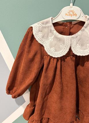 Дитяча сукня monday baby вельветова з мереживним коміром