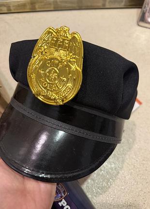 Карнавальний костюм поліцейська кепка для хеловіну з рупором (набір)