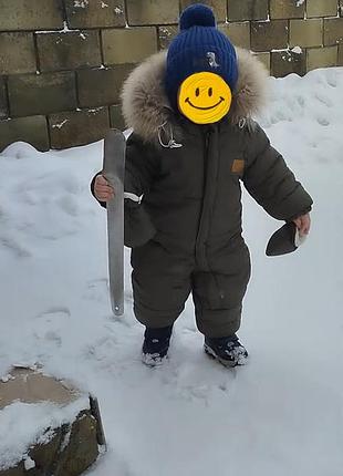 Зимовий комбінезон для хлопчика, хакі, розмір 74