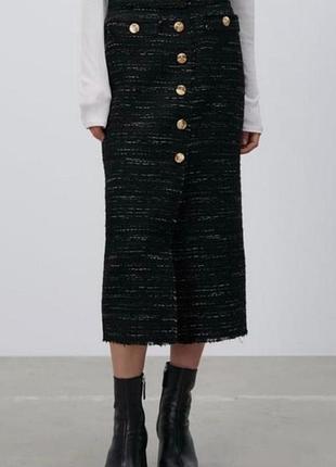 Твідова міді спідниця zara