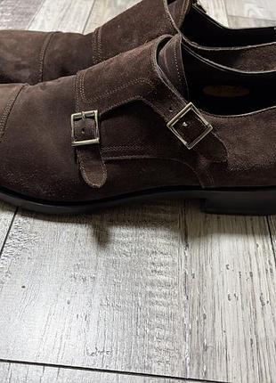 Чоловічі туфлі santoni з натуральної замші коричневі