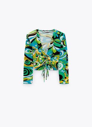 яркий комплект (кроп-топ с завязками и повязка на голову) zara