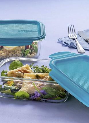 Скляний контейнер tupperware з кришкою premiumglass 1 л 2