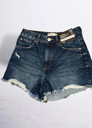 Р. 42-44/xs-s женские новые  синие джинсовые шорты primark (линейка denim co.) с ультравысокой посадкой (super high waist short)