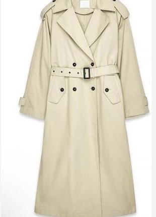 Класичний бежевий оверсайз-тренч від бренду na-kd (модель oversized classic trenchcoat)