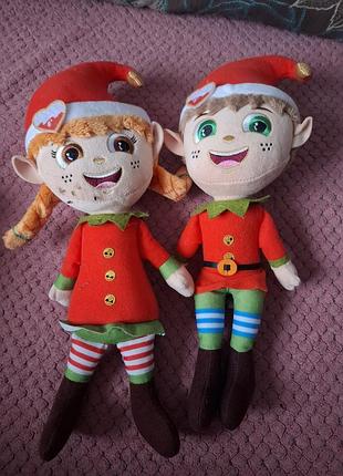 Новогодние мягкие игрушки эльфы kinder (киндер) - пара мальчик и девочка