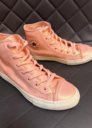 Рожеві блискучі кеди converse 7