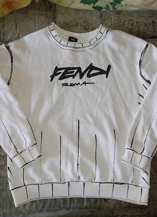 Кофта кофточка со спущенными плечами fendi roma свитшот джемпер с графическим принтом в стиле эскиза или комикса, эффект наброска контур