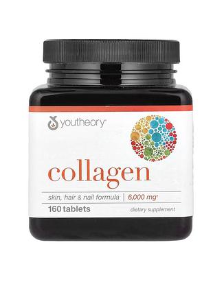 Колаген для дорослих youtheory collagen skin, hair & nail formula 6,000 mg 160 таблеток