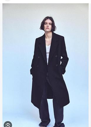 Пальто шерстяное zara из премиальной коллекции