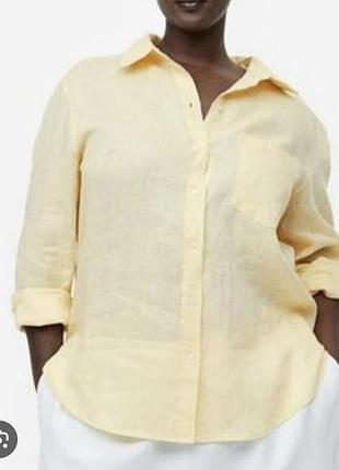 Нова жіноча сорочка вільного крою з суміші льону та бавовни  h&m (linen-blend shirt), розмір ххл