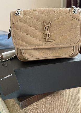 Сумка для жінок ysl бежева стьобана