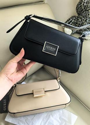 Жіноча сумка guess чорна та бежева
