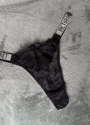 Трусики трусы стринги vs victoria’s secret со стразами из комплекта