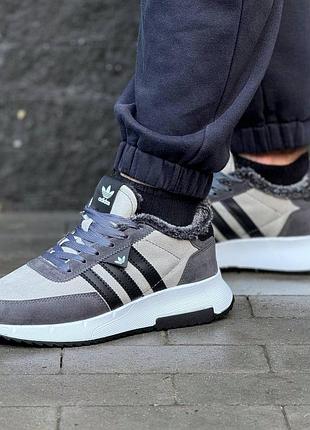 Замшеві зимові кросівки adidas утеплені хутром