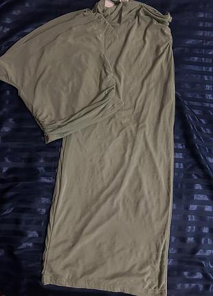 Жіночий костюм зі спідницею shein кольору хакі, розмір petite xs