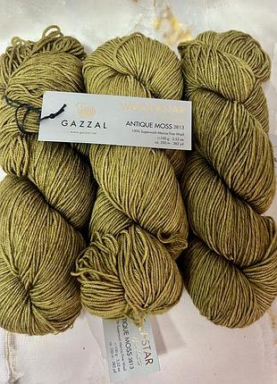 Пряжа gazzal wool star 3813 antique moss