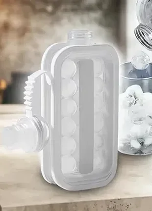 Портативна силіконова форма для кульок льоду з кришкою 2 в 1 ice cube tray білий
