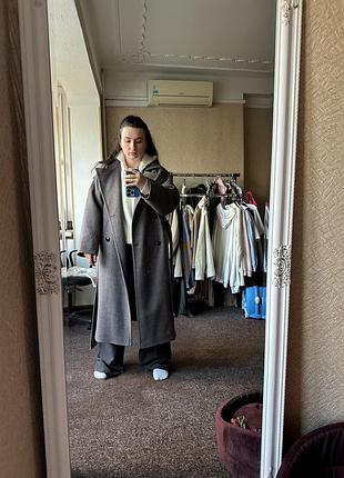 Жіноче демісезонне пальто anka studios kimono оверсайз сіре вовняне
