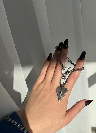 Жіночий браслет з підвіскою серце та кристалами swarovski сріблястий