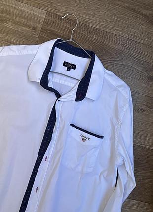 Чоловіча біла сорочка gant slim fit (розмір xl) — оригінал
