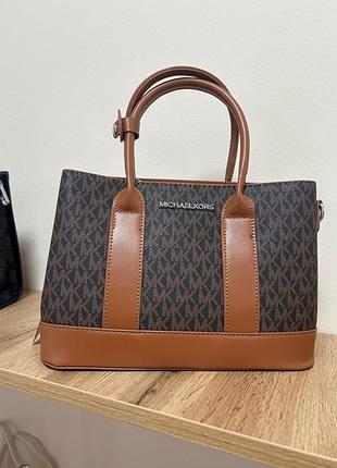Сумка жіноча michael kors тоут коричнева з логотипом