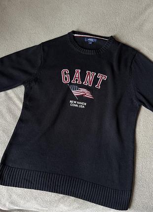 Джемпер / светр gant з вишитим логотипом, розмір m, бавовна 100%